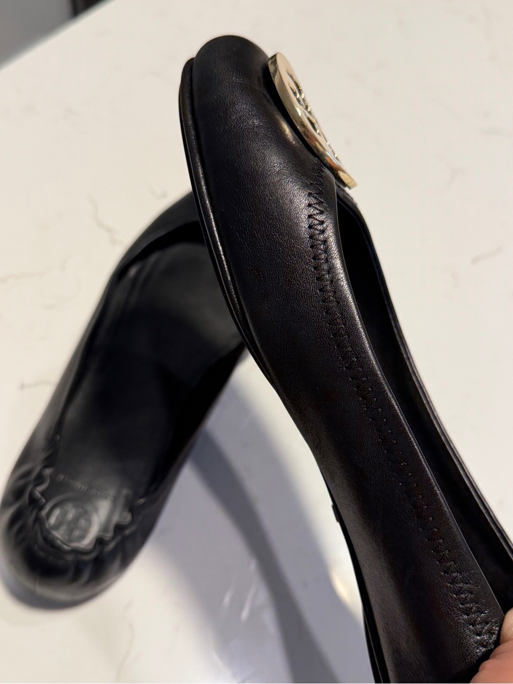 Tory Burch Reva Black Leather Ballet Flats – Women’s 10.5 - Picture 10 of 11